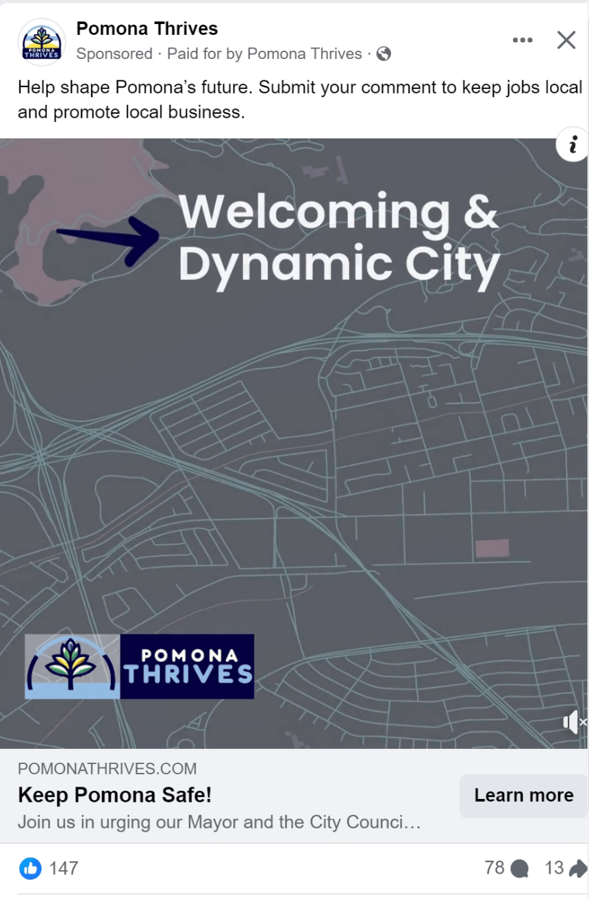 Pomona Thrives website mobile view