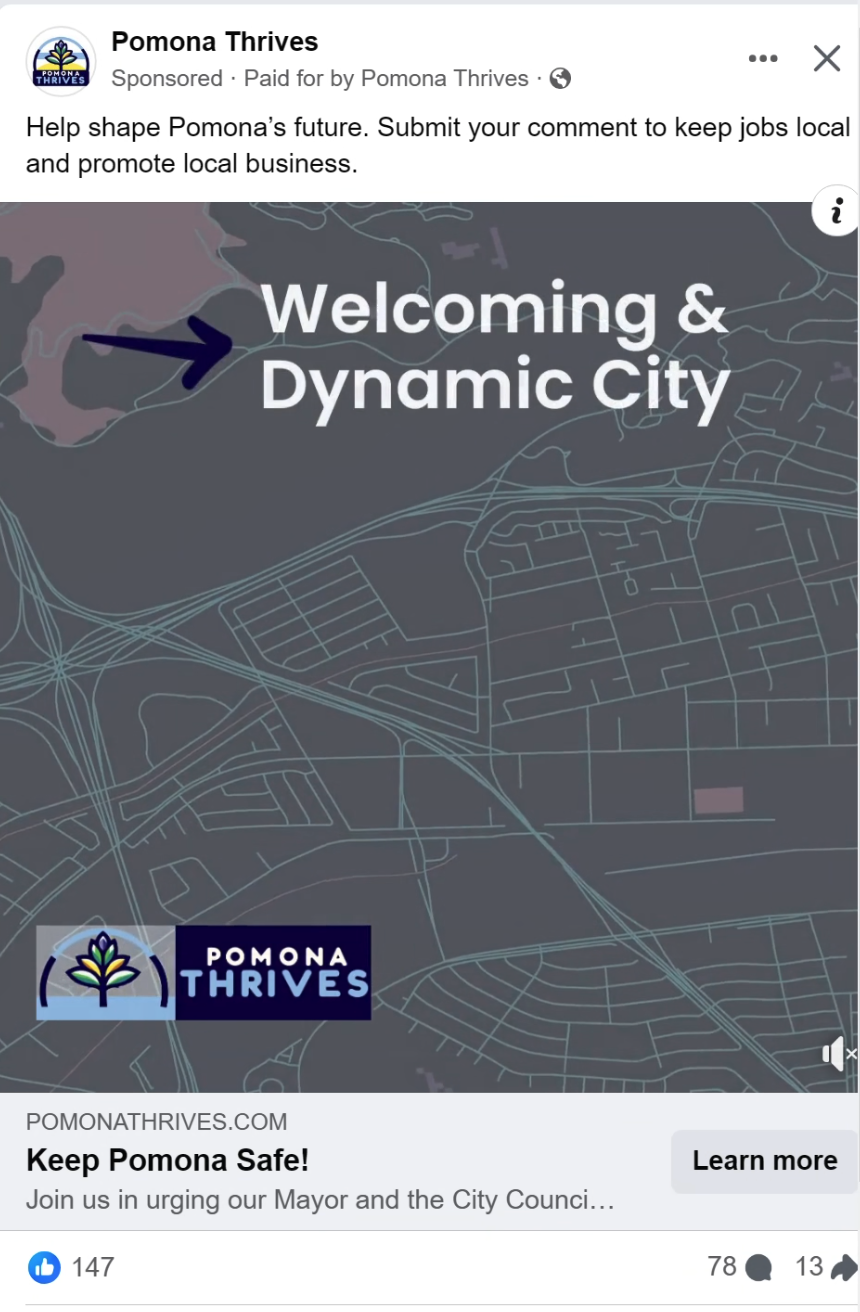 Pomona Thrives website mobile view